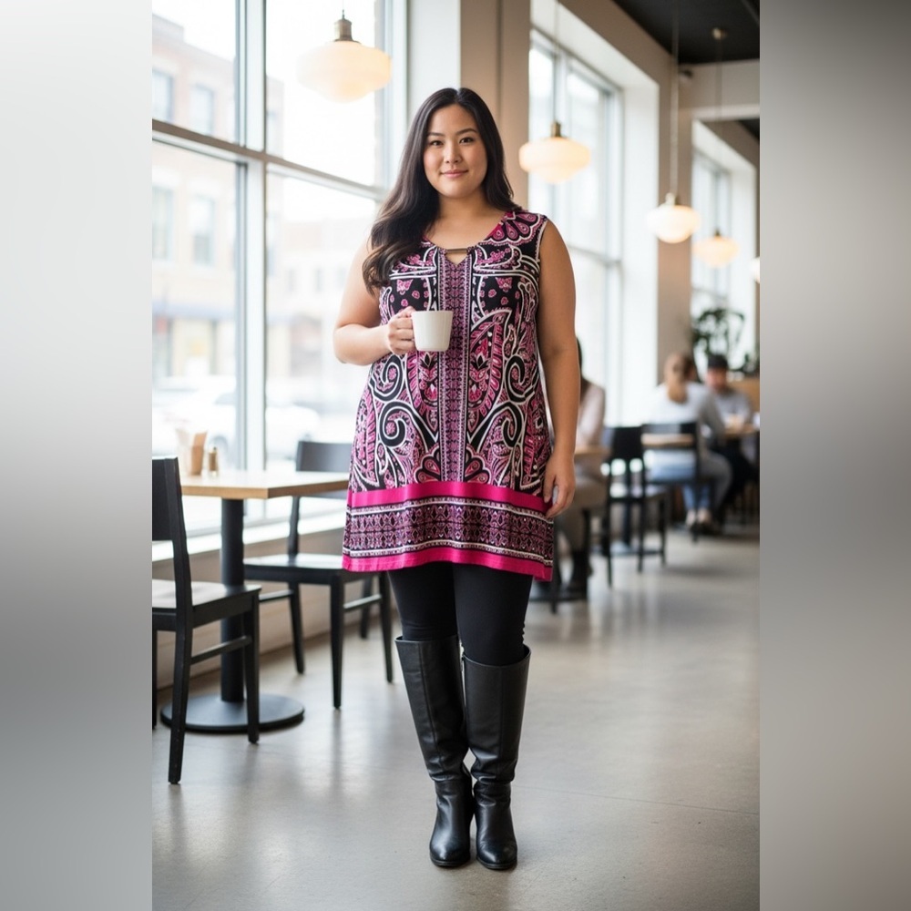 Plus Size 20 Paisley Tunic Top Sleeveless Flowy Tank